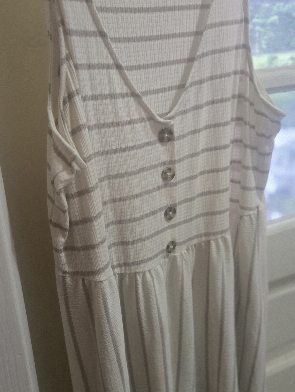 torrid Cream and Taupe Striped Button-Front Sleeveless Top